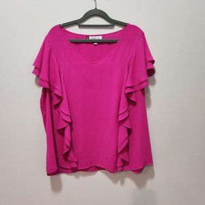 Bright Pink Ruffled Shirt